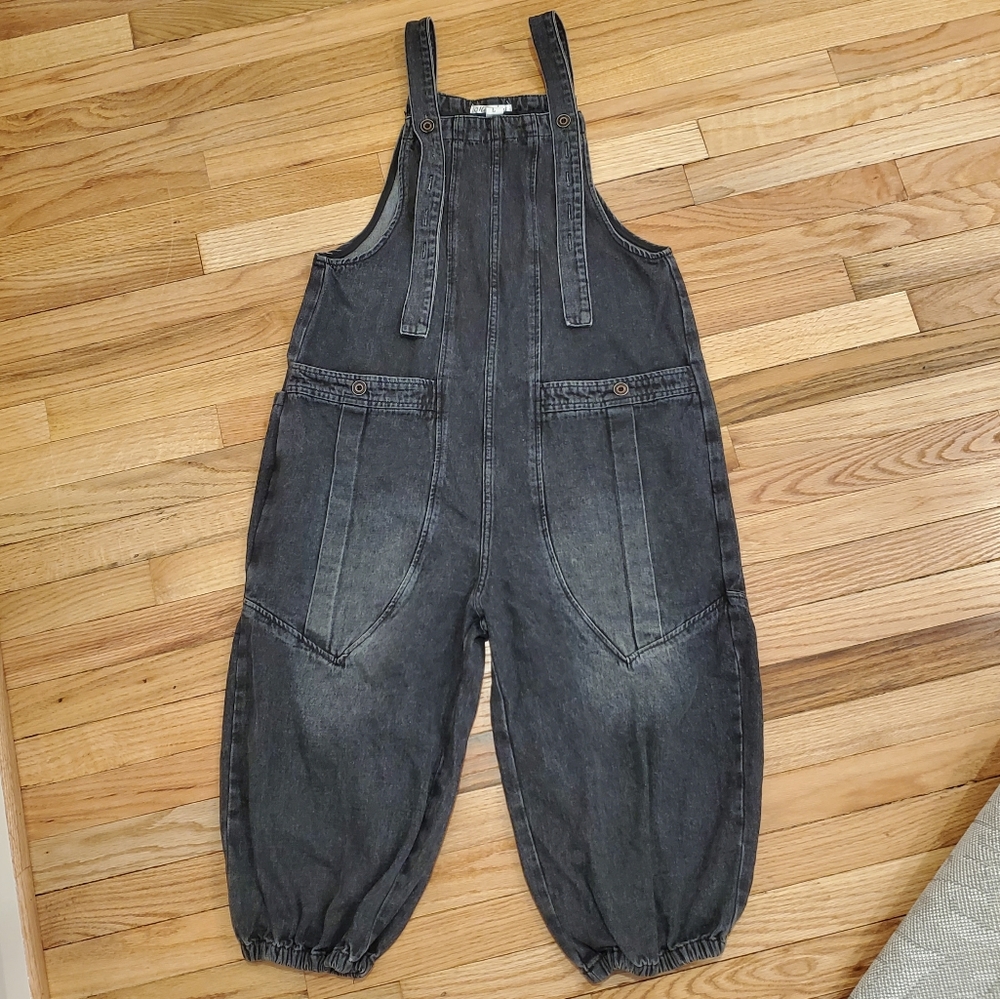 Women's Charcoal Denim Overalls - Relaxed Fit
